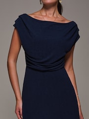 Azul - Jolie Moi Textured Jersey Asymmetric Midi Dress - Imagem 6 de 6