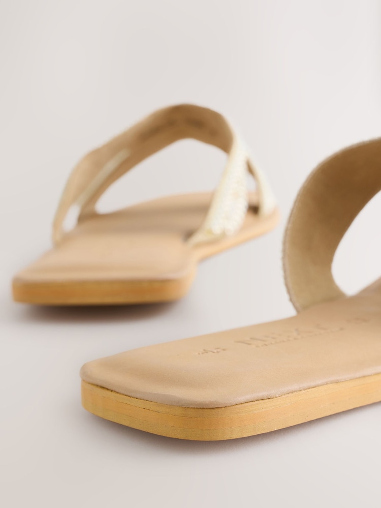 Gold Leather Standard/Wide Fit Forever Comfort® Embellished Mules - Image 11 of 11