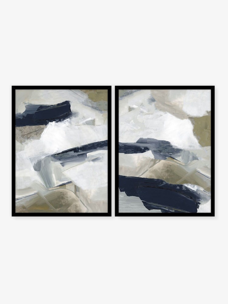 Artko Set of 2 Black Vivid Strokes By Hannah Dawson Framed Art - Image 2 of 3