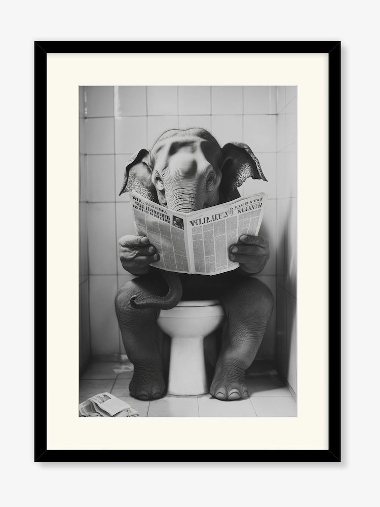Artko Black Bathroom Elephant Framed Art - Image 2 of 3