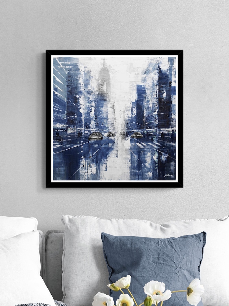 Artko Black City Reflections in Blue By Jon Barker Framed Art - Image 1 of 3 Artko Black City Reflections in Blue By Jon Barker Framed Art - Image 1 of 3
