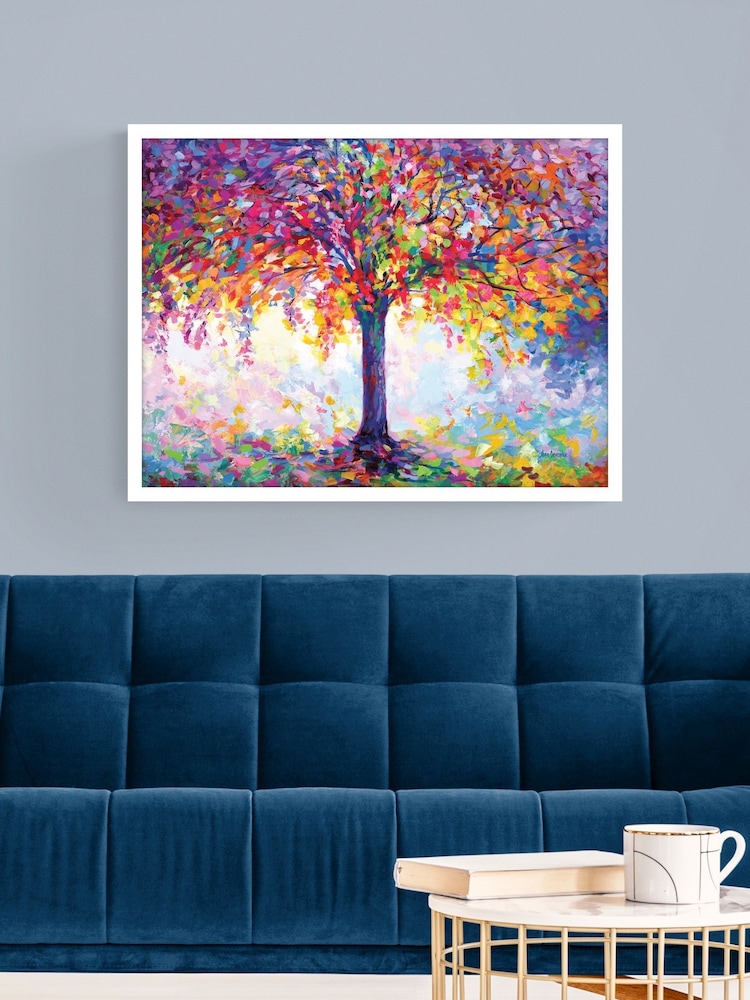 Artko White Colourful Tree of Happiness By L Devenice Framed Art - Image 1 of 3 Artko White Colourful Tree of Happiness By L Devenice Framed Art - Image 1 of 3
