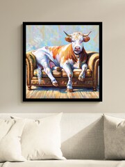 Artko Black Cows Day Off By Leon Devinice Framed Art - Image 1 of 3