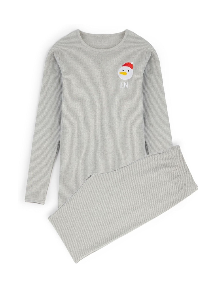 Stitch Style Personalised Womens Embroidered Snowman Pyjamas - Image 1 of 6 Stitch Style Personalised Womens Embroidered Snowman Pyjamas - Image 1 of 6