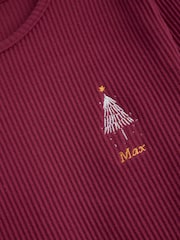 Stitch Style Personalised Kids Embroidered Christmas Tree Print Pyjamas - Image 2 of 6