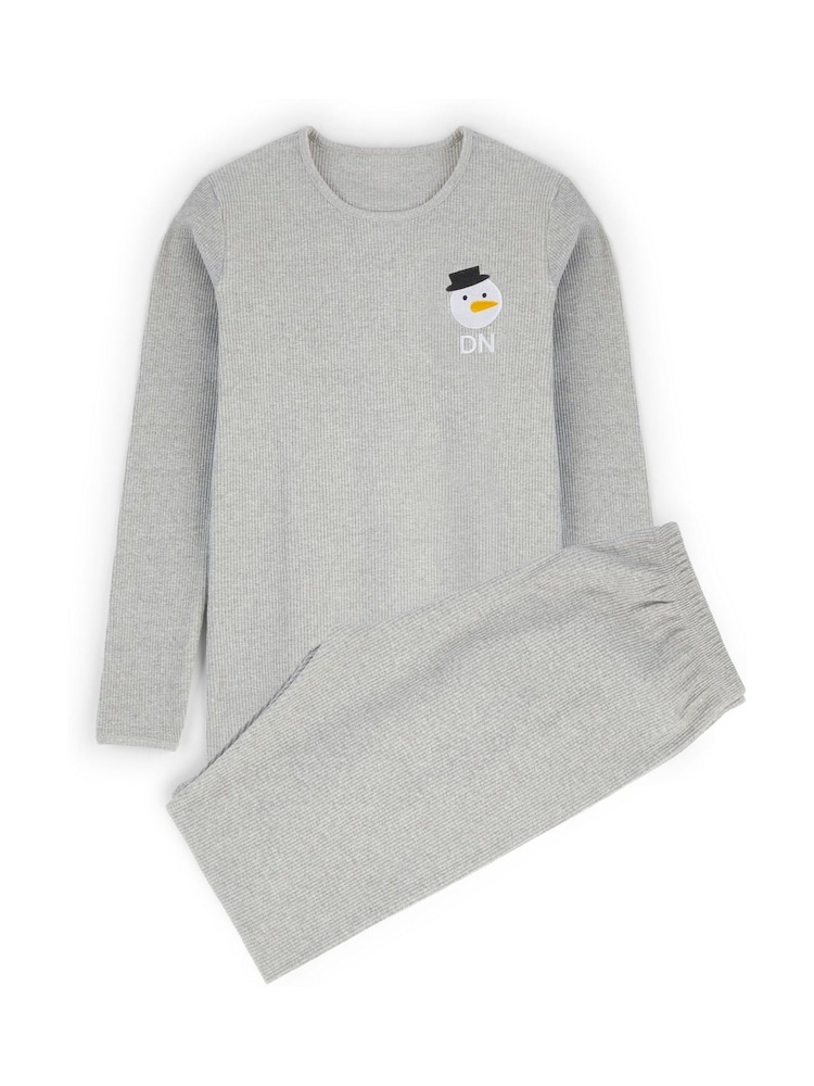 Stitch Style Personalised Mens Embroidered Snowman Pyjamas - Image 1 of 6 Stitch Style Personalised Mens Embroidered Snowman Pyjamas - Image 1 of 6