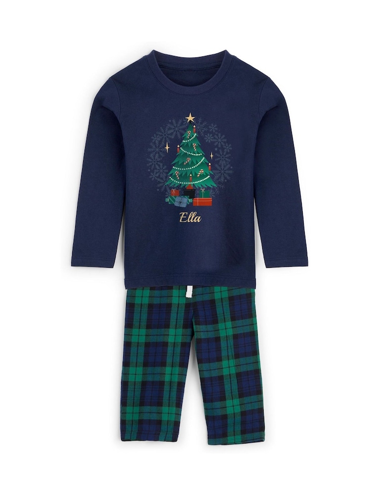 Stitch Style Personalised Toddlers Christmas Tree Print Family Pyjamas - Image 1 of 6 Stitch Style Personalised Toddlers Christmas Tree Print Family Pyjamas - Image 1 of 6