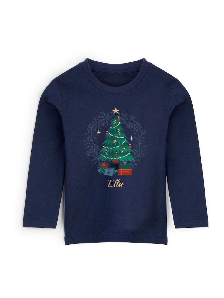 Stitch Style Personalised Toddlers Christmas Tree Print Family Pyjamas - Image 2 of 6 Stitch Style Personalised Toddlers Christmas Tree Print Family Pyjamas - Image 2 of 6