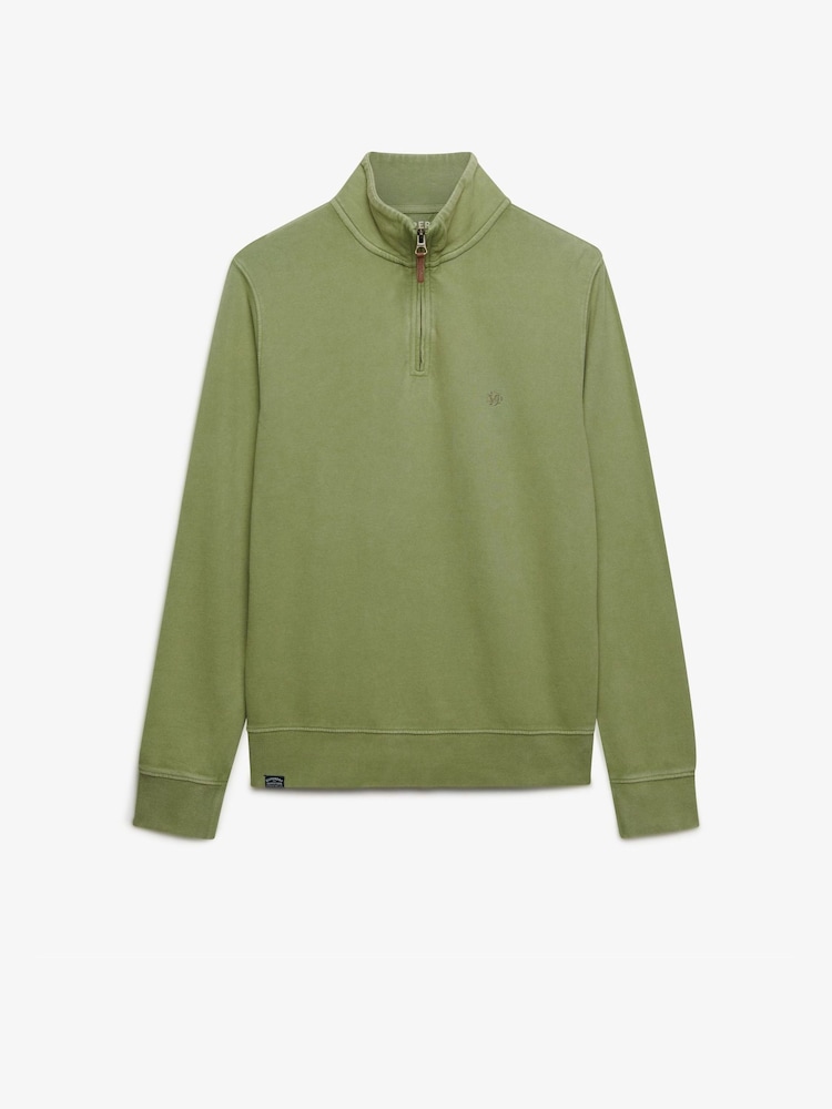 Superdry Green Essentials Half Zip Sweat Top - Image 1 of 2