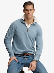 Washed Denim Blue - Superdry Superdry Essential Logo Half Zip Sweatshirt - Bild 4 von 6