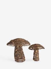 Set of 2 Natural Rattan Toadstools Outdoor Solar Light - Image 4 of 5