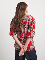 Joanna Hope Red Puff Sleeve Blouse - Image 2 of 4