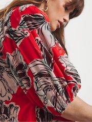Joanna Hope Red Puff Sleeve Blouse - Image 3 of 4