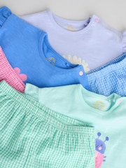 Multicolor cu personaje - Short Sleeve Top and Shorts Baby Set 6 Piece (0mths-2yrs) - Imaginea 13 din 18