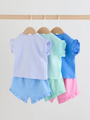 Multicolor cu personaje - Short Sleeve Top and Shorts Baby Set 6 Piece (0mths-2yrs) - Imaginea 9 din 18