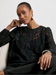 Joanna Hope Premium Broderie Black Blouse - Image 1 of 4