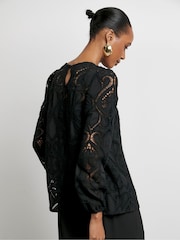 Joanna Hope Premium Broderie Black Blouse - Image 2 of 4