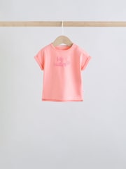 Pink Slogan Short Sleeve Top and Shorts Baby Set 6 Piece (0mths-2yrs) - Image 2 of 15