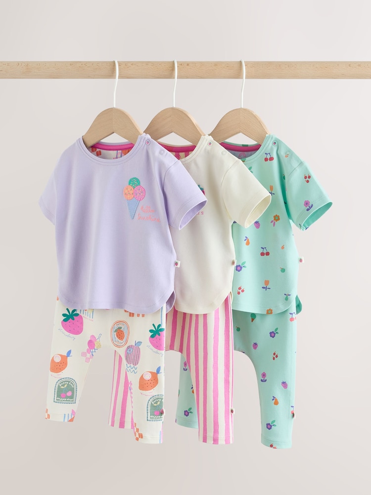 Purple Character Short Sleeve Top and Leggings Baby 6 Piece Set (0mths-3yrs) - Image 1 of 16