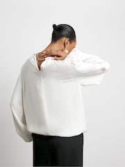 Joanna Hope Puff Sleeve White Blouse With Neck Detail - Image 2 of 5