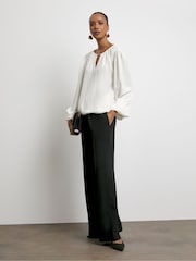 Joanna Hope Puff Sleeve White Blouse With Neck Detail - Image 4 of 5