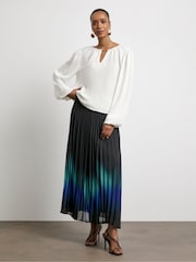 Joanna Hope Puff Sleeve White Blouse With Neck Detail - Image 5 of 5