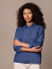 Celtic & Co. Blue Easy Denim Half Placket Shirt - Image 3 of 5