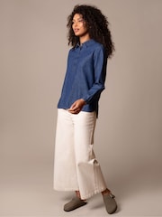 Celtic & Co. Blue Easy Denim Half Placket Shirt - Image 4 of 5