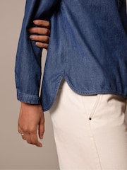 Celtic & Co. Blue Easy Denim Half Placket Shirt - Image 6 of 11