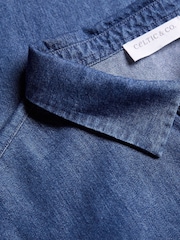 Celtic & Co. Blue Easy Denim Half Placket Shirt - Image 8 of 11
