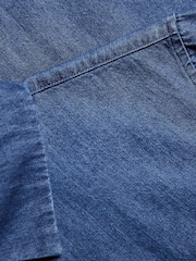 Celtic & Co. Blue Easy Denim Half Placket Shirt - Image 9 of 11