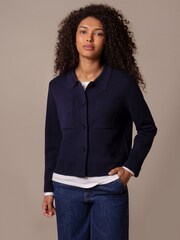 Celtic & Co. Blue Structured Knit Jacket - Image 1 of 7