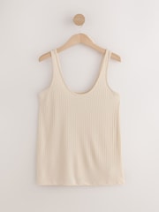 Stone/Peach Orange Strappy Scoop Neck Slouch Ribbed Vests 2 Pack - Image 8 of 10