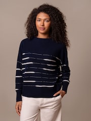Celtic & Co. Blue Lambswool Irregular Stripe Jumper - Image 1 of 7