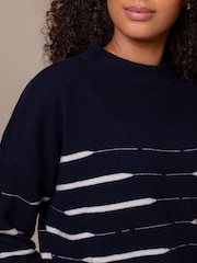 Celtic & Co. Blue Lambswool Irregular Stripe Jumper - Image 2 of 7