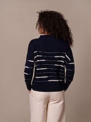 Celtic & Co. Blue Lambswool Irregular Stripe Jumper - Image 3 of 7