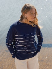 Celtic & Co. Blue Lambswool Irregular Stripe Jumper - Image 4 of 7