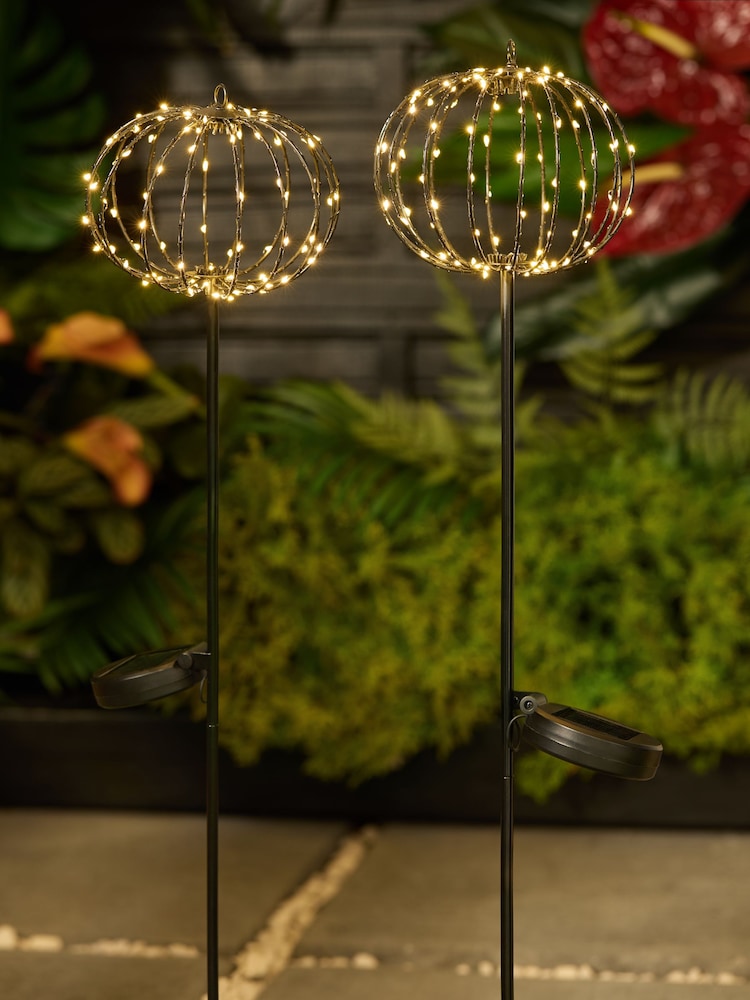 Set of 2 Black Sparkle Ball Solar Path Finders - Image 1 of 5