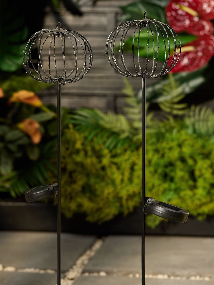 Set of 2 Black Sparkle Ball Solar Path Finders - Image 2 of 5