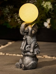 Silver Elephants with Ball Outdoor Solar Light - Image 1 of 5