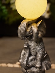 Silver Elephants with Ball Outdoor Solar Light - Image 3 of 5