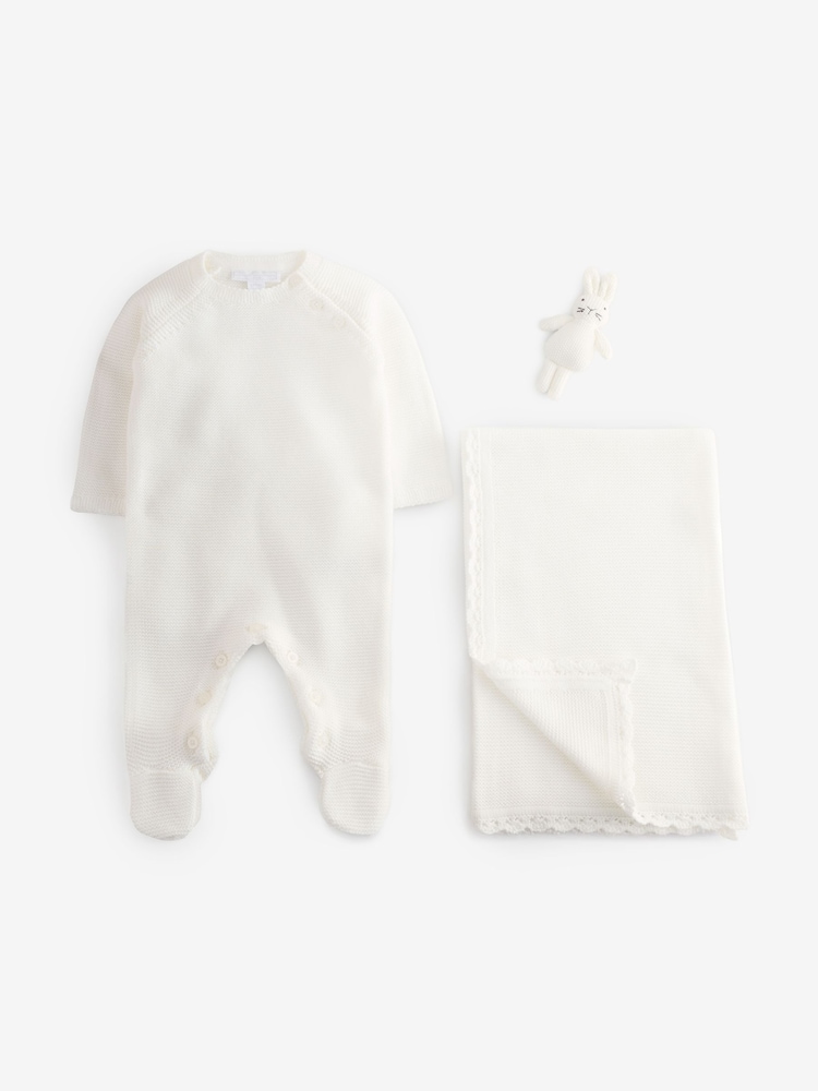 The White Company Knitted White Gift Set - Image 1 of 2