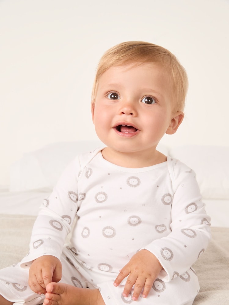 The White Company Grey Lion Sleepsuit - Image 1 of 4 The White Company Grey Lion Sleepsuit - Image 1 of 4