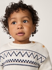 The White Company Blend Fairisle Pattern White Jumper - Image 3 of 5
