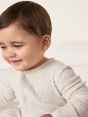 The White Company Grey Velour Kimbo Embroidered Sleepsuit - Image 3 of 5
