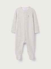 The White Company Grey Velour Kimbo Embroidered Sleepsuit - Image 4 of 5