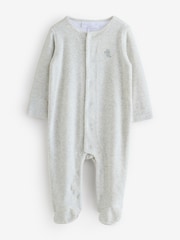 The White Company Grey Velour Kimbo Embroidered Sleepsuit - Image 5 of 5