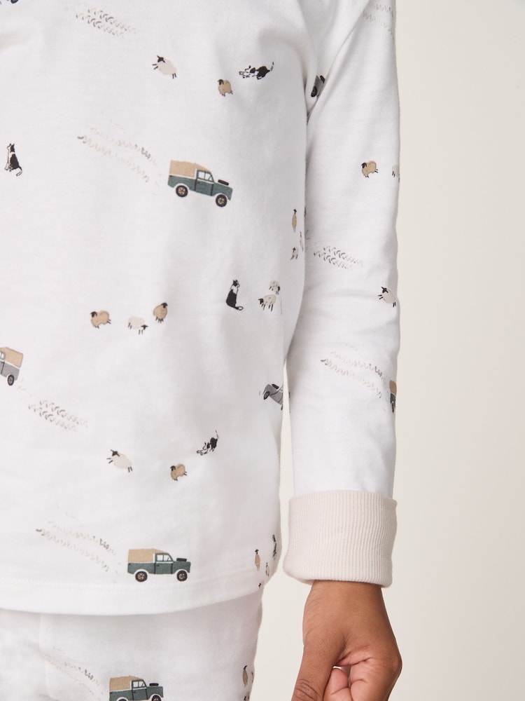 The White Company White Farm Scene Slim Fit Pyjamas - Image 4 of 4 The White Company White Farm Scene Slim Fit Pyjamas - Image 4 of 4