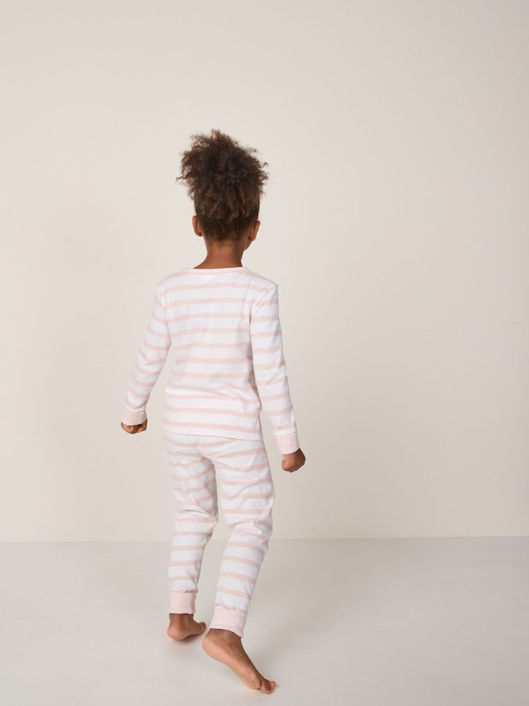 The White Company Pink Cotton Striped Jingles Slim Fit Pyjamas - Image 2 of 4