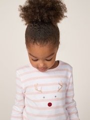 The White Company Pink Cotton Striped Jingles Slim Fit Pyjamas - Image 3 of 4